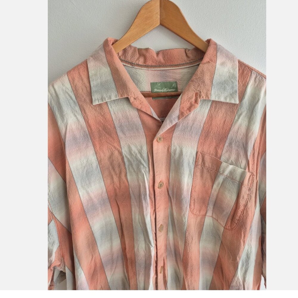 Tommy Bahama Men’s 2XL 100% Silk Check Print Hawaiian Resort Shirt XXL